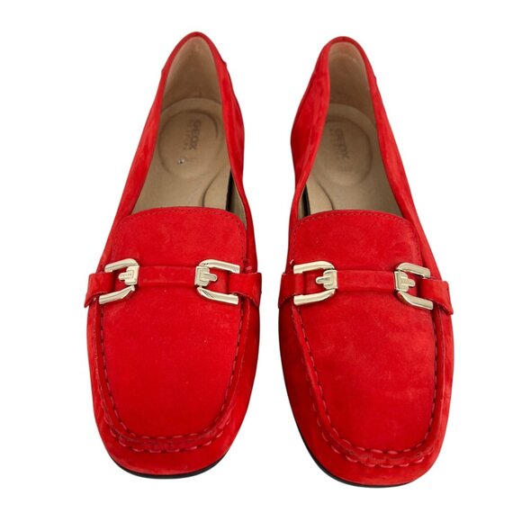 GEOX Annytah Red Suede Womens Loafers Size 40 EU 10 US - Picture 2 of 16